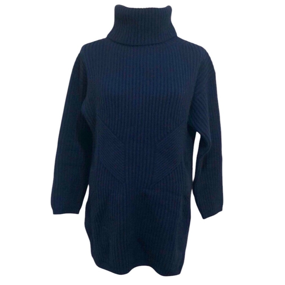 Thakoon Turtleneck Sweater Size XS Navy Blue Ribbed Wool